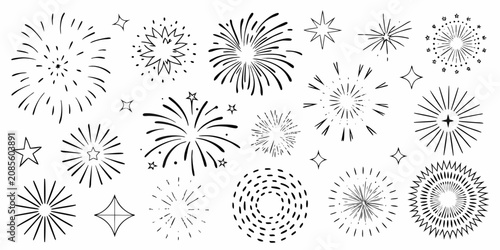 Konstfotografi fireworks sketches in hand drawn style hand drawn