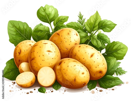 Fresh oranges and green leafy vegetables on white.