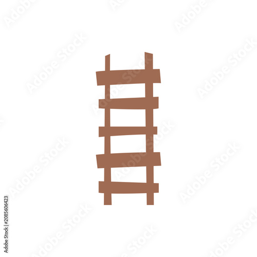 Wooden ladder icon in flat style, climbing equipment illustration isolated on white background