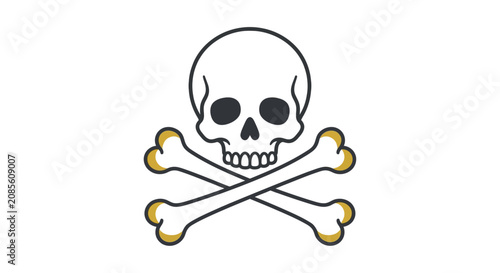 Obraz na plátně Skull and crossbones illustration on a white background a classic symbol of dang