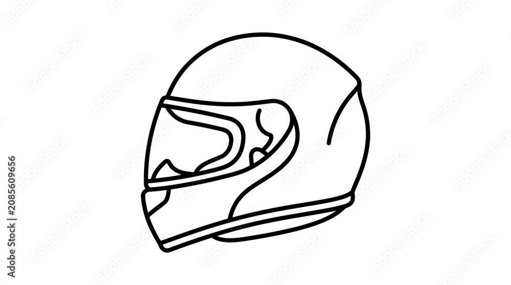 Fototapeta premium Motorcycle helmet line art icon for safety and racing.
