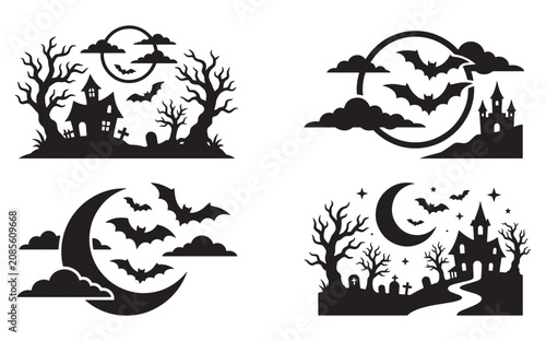 Halloween Haunted House and Cemetery Set