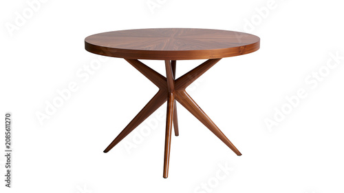 Round wooden coffee table with starburst base
