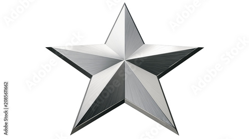 Polished metallic five-pointed star shape