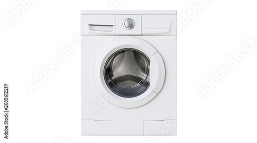 Front load washing machine with silver dial and buttons