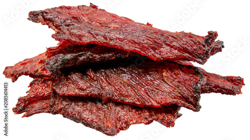 Canvastavla Stack of dried beef jerky strips with dark red color and textured surface