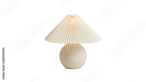 Cuadro en lienzo Cream pleated lampshade table lamp with spherical base