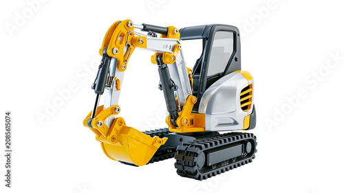 Fotografía Mini excavator with yellow bucket and tracks