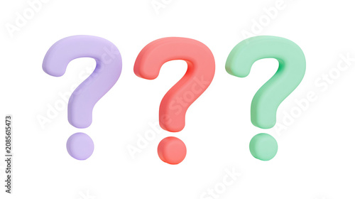 Photos Three colorful 3D question marks in pastel shades