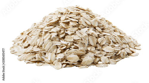 Foto Pile of rolled oats, healthy breakfast cereal