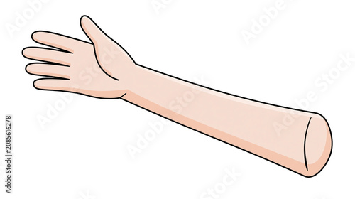 Foto Cartoon arm with open hand, light skin tone