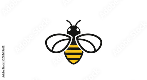 A minimalist graphic illustration of a small flying insect on a white background