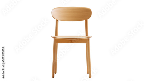 фотографія Modern light wood dining chair with curved backrest