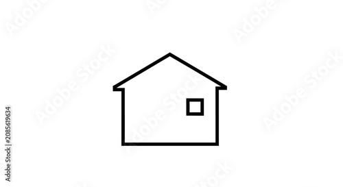 A simple black line drawing of a small house icon on a white background