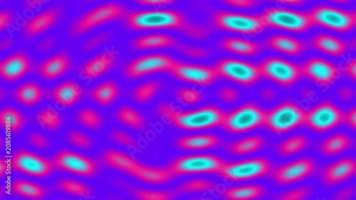 Abstract Wave Pattern: A vibrant abstract pattern featuring a wavy grid of glowing ovals in turquoise and pink hues, set against a deep purple background.