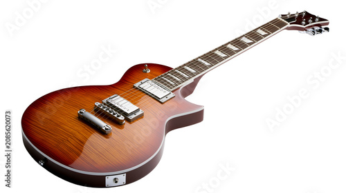 Electric guitar with sunburst finish and chrome hardware