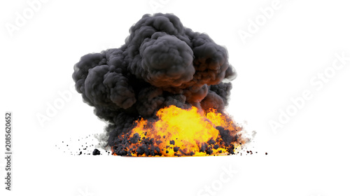 Vászonkép Massive dark smoke cloud with bright orange fire explosion