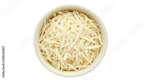 Schilderij op canvas Bowl of shredded white cheese