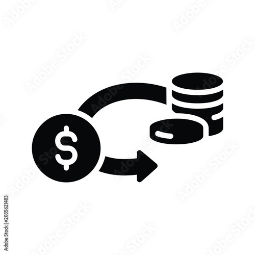 Принти на полотні Dollar coin circulating around stacked coins with arrow indicating financial tra