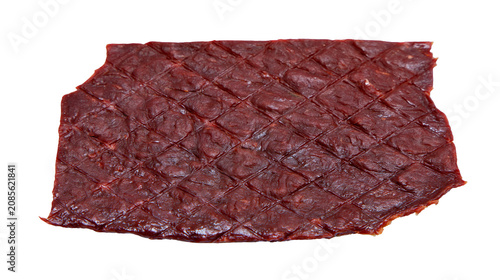 Photos Beef jerky strip with diamond pattern texture