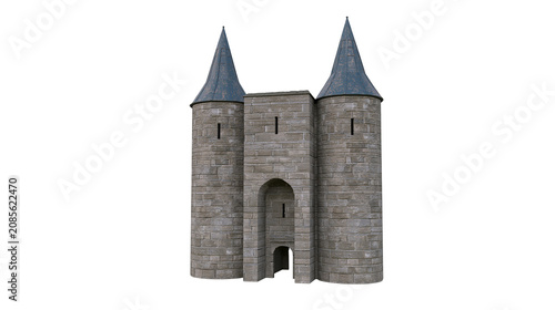 Photos Stone castle gatehouse with two conical towers