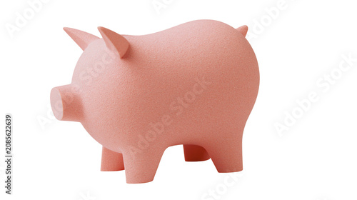 Pink piggy bank with textured surface