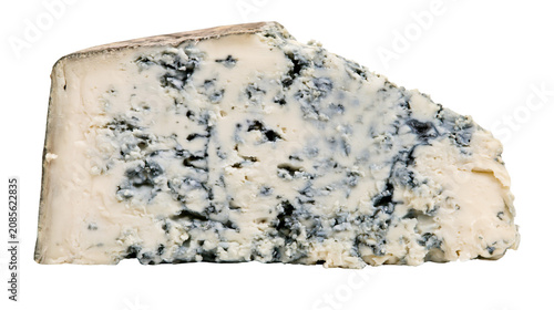 Konstfotografi Wedge of blue cheese with visible mold veins