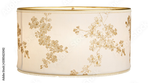 Foto Cream lampshade with gold floral embroidery and gold trim