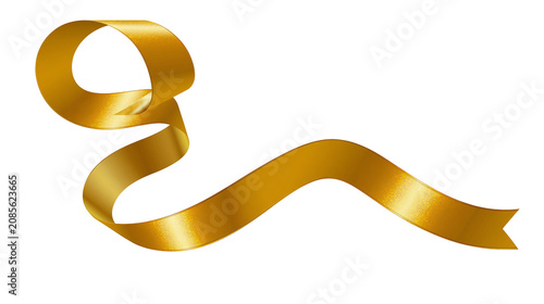 Tableau sur toile Golden ribbon flowing in a curve with highlights