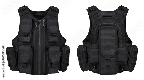 Photos Black tactical vest with multiple pockets and MOLLE system