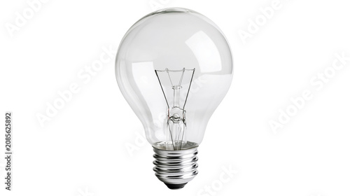 Fotografie Clear glass incandescent light bulb with metal screw base
