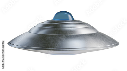 Photos Silver metallic flying saucer with blue dome