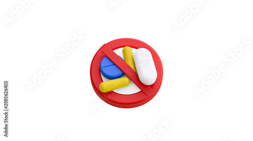 Konstfotografi No drugs symbol with pills capsules, and tablets
