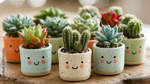Small Potted Cactus Plant Isolated on White Background with Desert Succulent Botanical Houseplant Decoration
