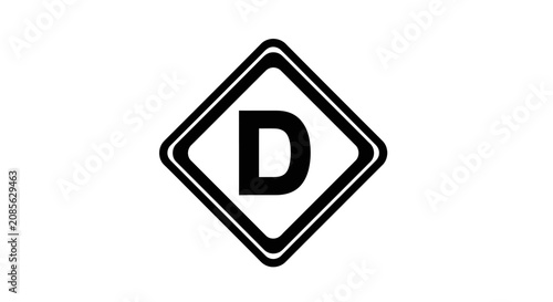 Minimalist diamond shape icon with letter D inside.