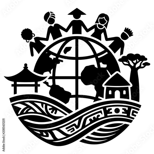 diverse people holding hands around the world symbolizing global diversity world unity and cultural heritage on planet earth