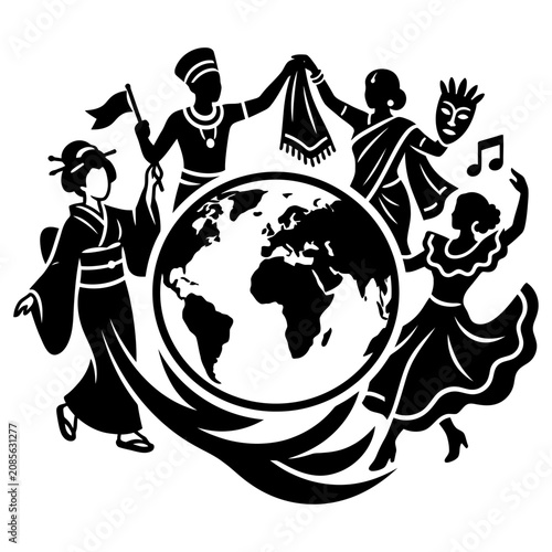 global diversity and cultural unity featuring international people in traditional attire celebrating worldwide heritage and peace