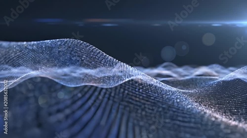 Abstract Data Waveforms in Quiet Digital Landscape Moving