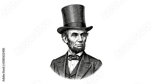Photos Vintage engraved illustration of Abraham Lincoln wearing his signature top hat