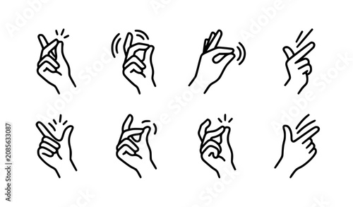 Quadro su tela Minimal Hand Snapping Fingers Line Art Vector Icon Collection