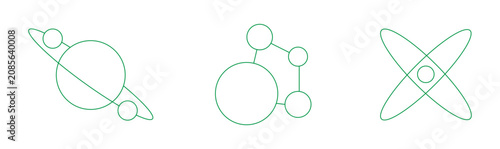 Abstract Atomic Orbit Line Icons Set – Minimal Science Molecule Symbols