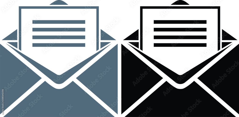 Obraz na płótnie Minimalist envelope with folded paper and black-gray color scheme monochrome