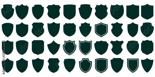 Shield Silhouette Icons Set – Heraldic Security, Protection and Medieval Shield Vector.
