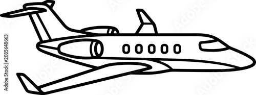 Cuadro en lienzo Modern private jet aircraft outline, minimalist style