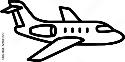 Fotografía Simple Jetliner Icon, Airplane Line Art, Business Travel Concept