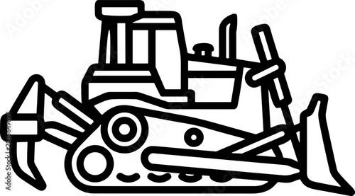Quadro em tela Heavy Duty Bulldozer Line Art Icon - Construction Equipment Vector Illustration