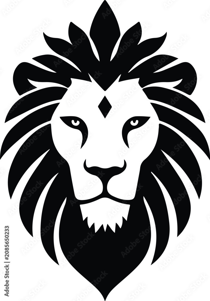 Fototapeta premium Lion Close-up Black and White Portrait