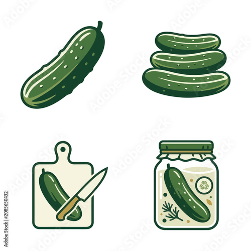 Cucumber slices and pickled vegetable.
