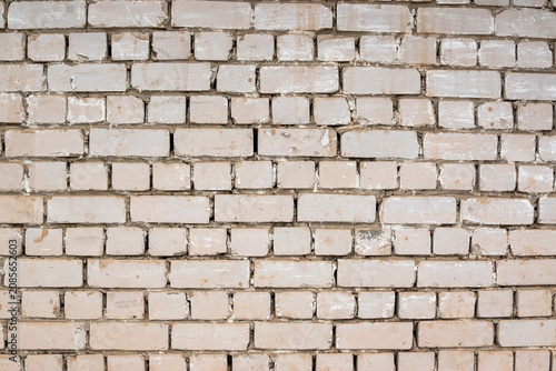 Fényképezés Old white silicate brick wall horizontal texture