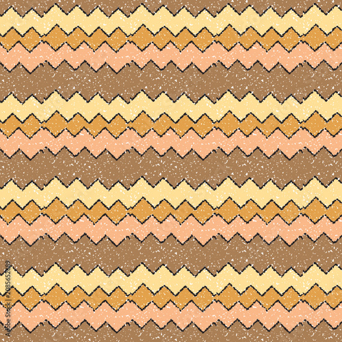 Seamless textured chevron zigzag pattern crayon style EPS vector background